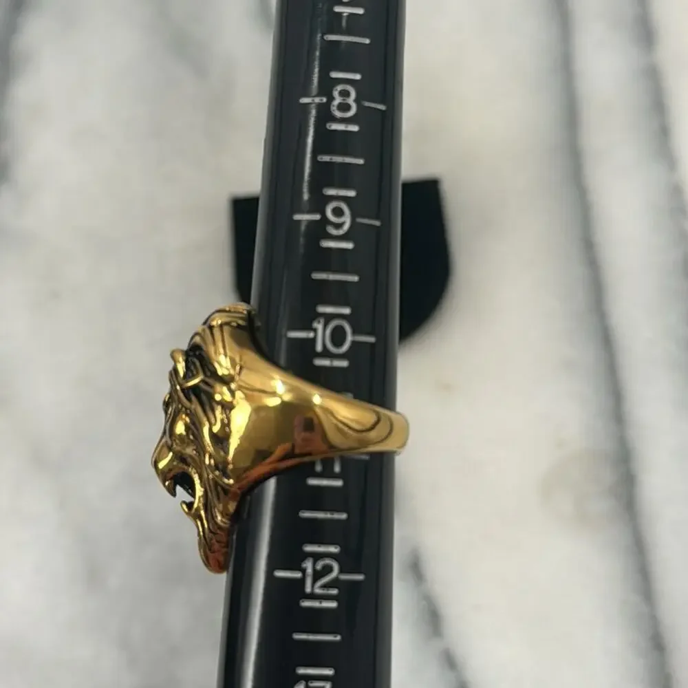 NWOT Zodiac Leo gold plated over stainless steel statement ring size 10.5